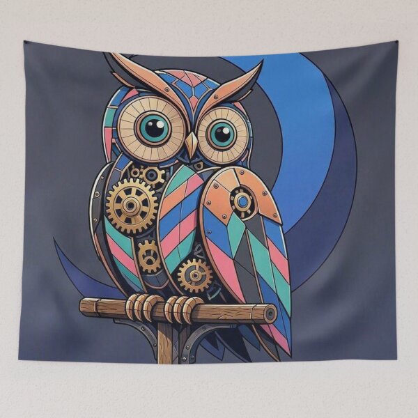Item preview, Colorful Mechanical Owl Perched on Branch designed and sold by Owcomm.