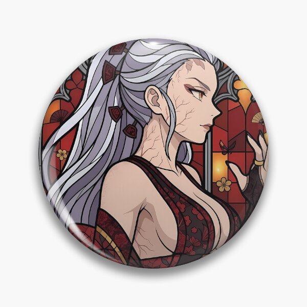 Item preview, Daki Demon Slayer Crimson Kimono Stained Glass designed and sold by mildaclairmo.