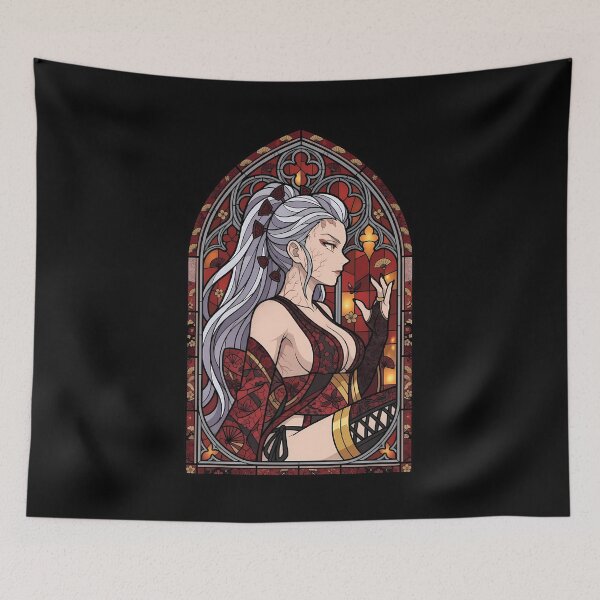 Item preview, Daki Demon Slayer Crimson Kimono Stained Glass designed and sold by mildaclairmo.