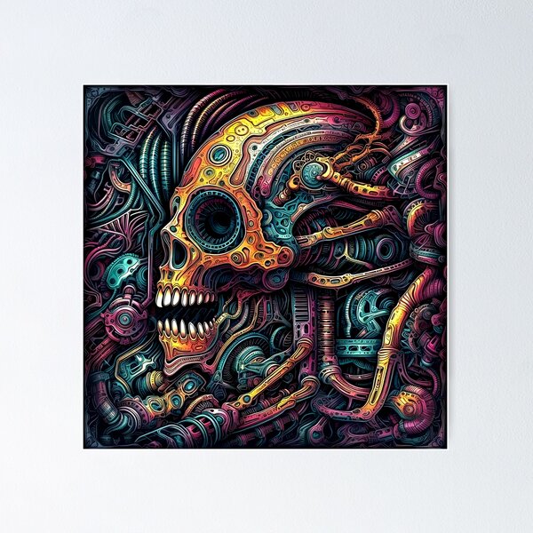Item preview, Imaginary Fantasy Surreal Sci-Fi Colorful Robot Skull Design designed and sold by DEC02.