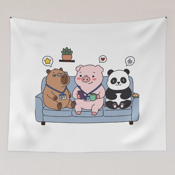 Item preview, Chonkibao Squad - Office Break Chill Time (Capybara, Pig & Panda) designed and sold by Chonkibao.