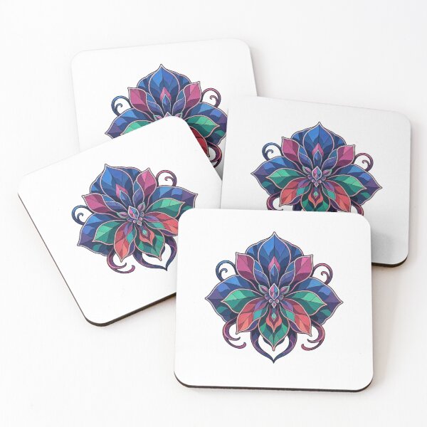 Item preview, Vibrant Stained Glass Floral Mandala Art designed and sold by Owcomm.