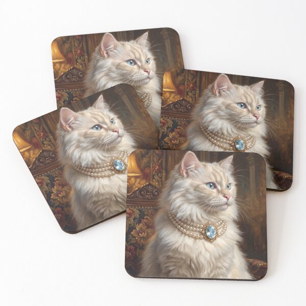 Item preview, Royal White Cat Blue Gemstone designed and sold by The Real Beast Art.