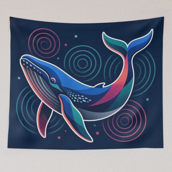 Item preview, Colorful Blue Whale Geometric Ocean Waves designed and sold by Owcomm.