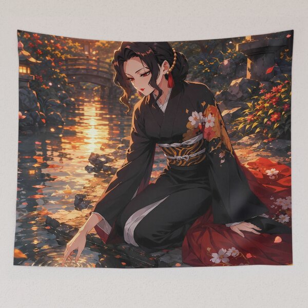 Item preview, Muzan Kibutsuji Demon Slayer Koi Pond Autumn Sunset designed and sold by mildaclairmo.