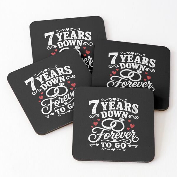 Item preview, 7 Years Down Forever To Go 7th Wedding Anniversary Gift for Couples Men Women designed and sold by Mozaic Clothes.