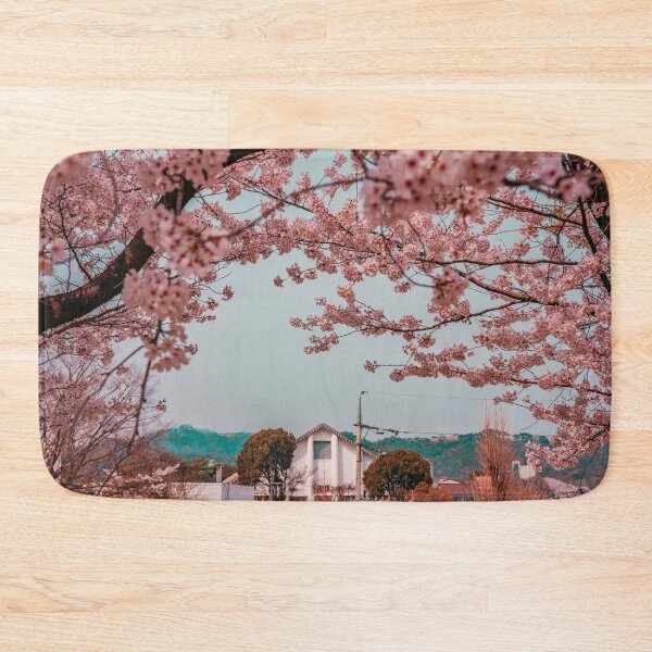 Item preview, Cherry Blossom Village Beneath Mountain Peak designed and sold by Nightwindow.