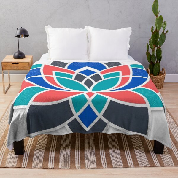 Item preview, Geometric Lotus Flower Mandala Vibrant Blue and Red designed and sold by Owcomm.