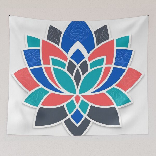 Item preview, Geometric Lotus Flower Mandala Vibrant Blue and Red designed and sold by Owcomm.