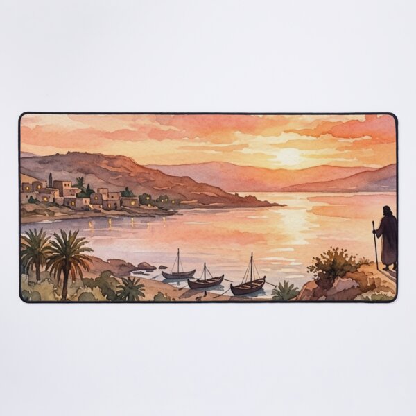 Item preview, Title: Jesus Looking at the Sea of Galilee Watercolor designed and sold by MantoSagrado.