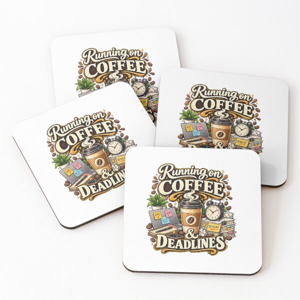 Item preview, Running on Coffee & Deadlines – Funny Work Coffee Design designed and sold by RJACreative.