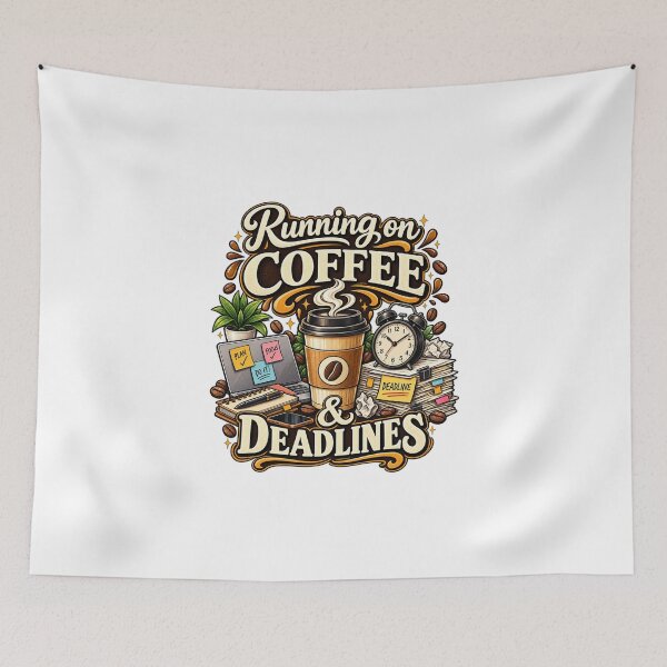 Item preview, Running on Coffee & Deadlines – Funny Work Coffee Design designed and sold by RJACreative.