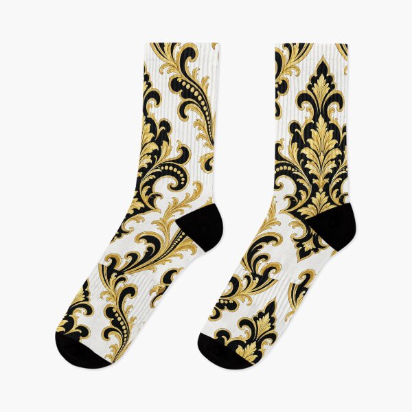 Item preview, White, Black & Gold Baroque-Damask designed and sold by DesignsByPrnces.