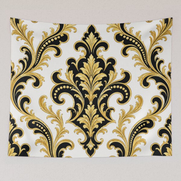 Item preview, White, Black & Gold Baroque-Damask designed and sold by DesignsByPrnces.