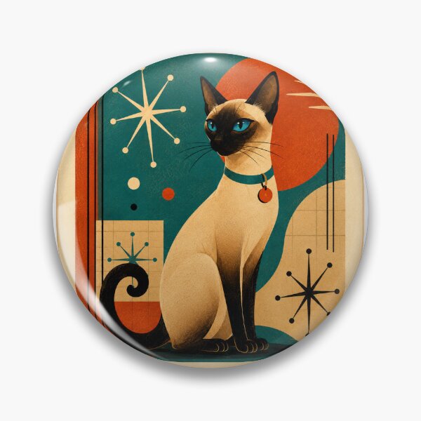 Item preview, Mid Century Modern Atomic Siamese Cat Retro Graphic designed and sold by Retroteez.
