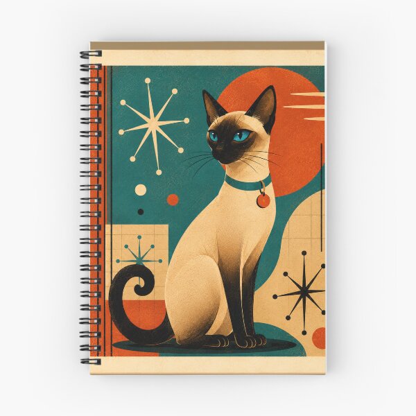 Item preview, Mid Century Modern Atomic Siamese Cat Retro Graphic designed and sold by Retroteez.