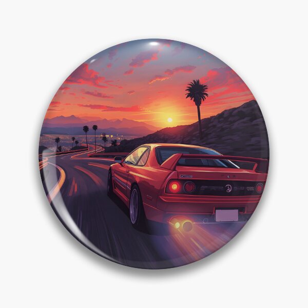 Item preview, 1990s Arcade Racer Retro Sports Car Sunset Gaming Art designed and sold by ThePixelArchive.