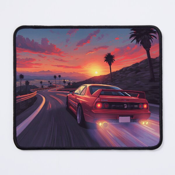 Item preview, 1990s Arcade Racer Retro Sports Car Sunset Gaming Art designed and sold by ThePixelArchive.