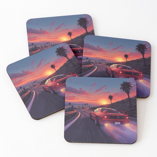 Item preview, 1990s Arcade Racer Retro Sports Car Sunset Gaming Art designed and sold by ThePixelArchive.