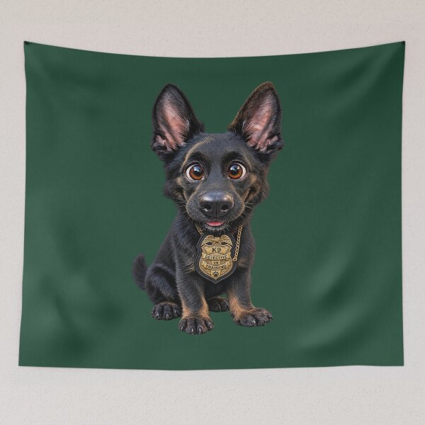 Item preview, Rookie Police Detective in Training K9 Big Eared Pup designed and sold by RescueHeart10.