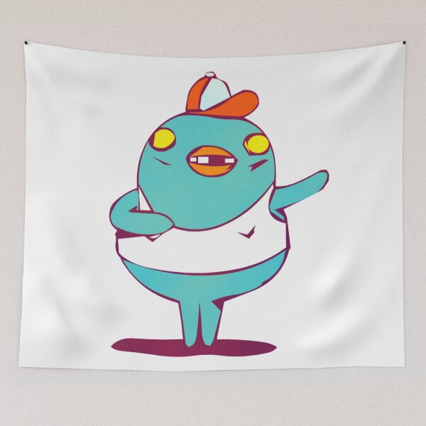 Item preview, Funny Turquoise Bird with Orange Cap designed and sold by Oddity-Palette.
