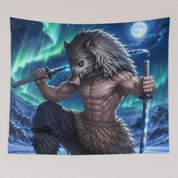 Item preview, Inosuke Hashibira Demon Slayer Aurora Ice Warrior designed and sold by BrianRayan.