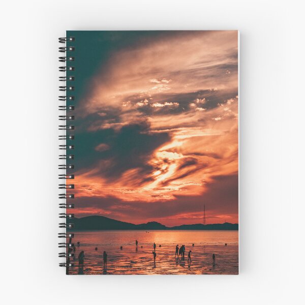 Item preview, Fiery Sunset Sky Over Peaceful Coastal Shore designed and sold by Nightwindow.