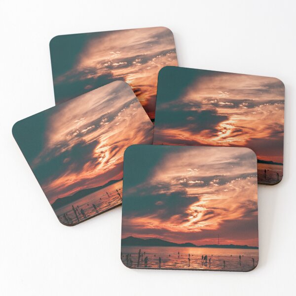Item preview, Fiery Sunset Sky Over Peaceful Coastal Shore designed and sold by Nightwindow.