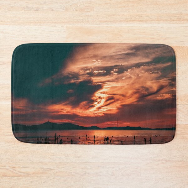 Item preview, Fiery Sunset Sky Over Peaceful Coastal Shore designed and sold by Nightwindow.