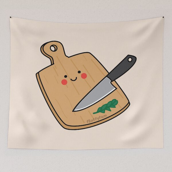 Item preview, Cutting board with knife kawaii aesthetic designed and sold by fluffyfamcraft.