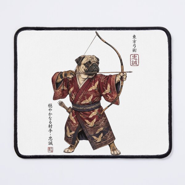 Item preview, Anime Pug Warrior Kyudo Japanese Art Dog Lover designed and sold by dian-rody-crest.