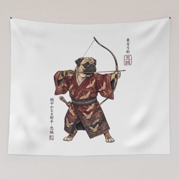 Item preview, Anime Pug Warrior Kyudo Japanese Art Dog Lover designed and sold by dian-rody-crest.