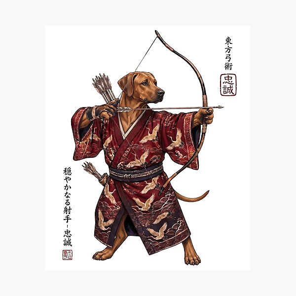 Item preview, Anime Rhodesian Ridgeback Warrior Kyudo Japanese Art Dog Lover designed and sold by dian-rody-crest.
