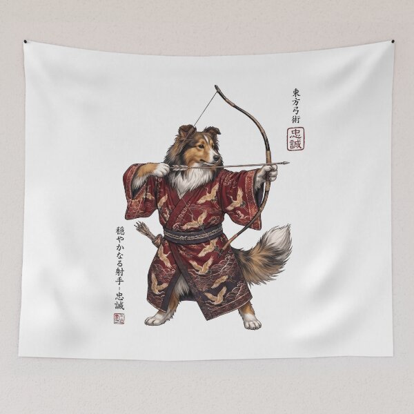 Item preview, Anime Shetland Sheepdog Warrior Kyudo Japanese Art Dog Lover designed and sold by dian-rody-crest.
