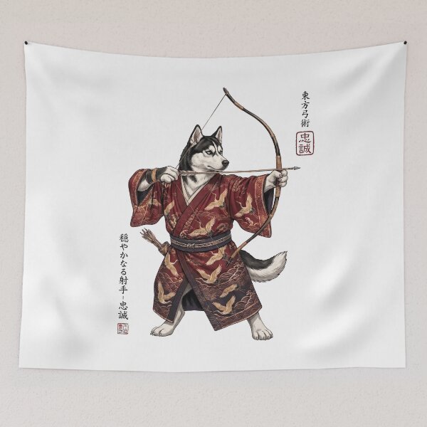 Item preview, Anime Siberian Husky Warrior Kyudo Japanese Art Dog Lover designed and sold by dian-rody-crest.