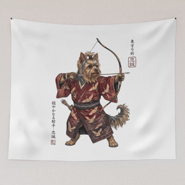 Item preview, Anime Yorkshire Terrier Warrior Kyudo Japanese Art Dog Lover designed and sold by dian-rody-crest.