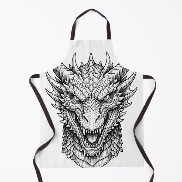 Item preview, Fierce Dragon Head | Asian Mythical Dragon Blackwork designed and sold by DragonSerpent Ink.