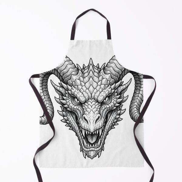 Item preview, Horned Dragon Head | Fierce Asian Dragon Blackwork designed and sold by DragonSerpent Ink.