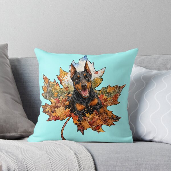 Item preview, Fall Doberman Playing In Autumn Leaves designed and sold by Lion and Lamb Design.