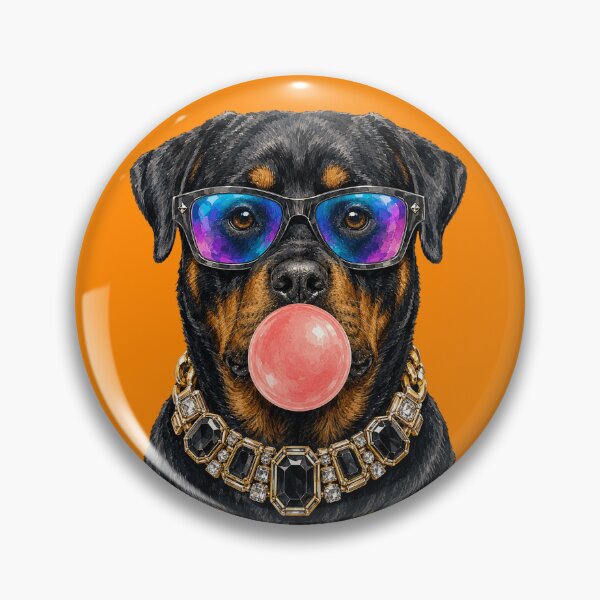Item preview, Rottweiler Bubble Gum Dog in Rainbow Sunglasses designed and sold by sportfantees.