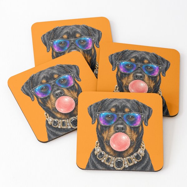 Item preview, Rottweiler Bubble Gum Dog in Rainbow Sunglasses designed and sold by sportfantees.