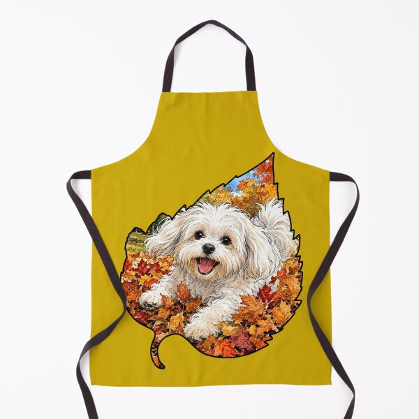 Item preview, Fall Maltese Playing In Autumn Leaves designed and sold by Lion and Lamb Design.