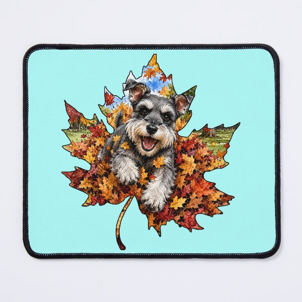 Item preview, Fall Miniature Schnauzer Playing In Autumn Leaves designed and sold by Lion and Lamb Design.