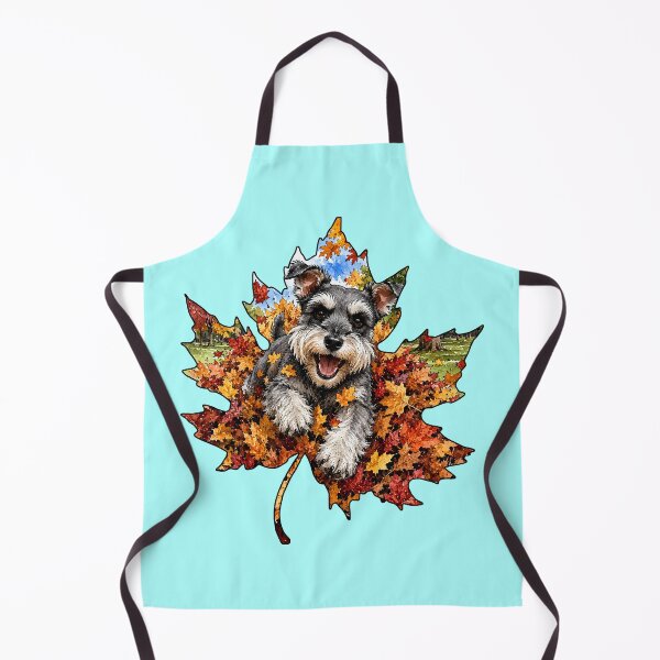 Item preview, Fall Miniature Schnauzer Playing In Autumn Leaves designed and sold by Lion and Lamb Design.