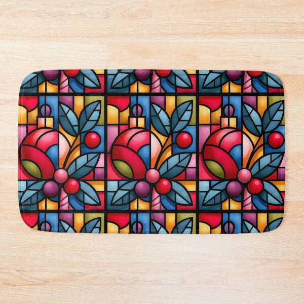 Item preview, Vibrant Stained Glass Christmas and Berries Art designed and sold by colorful-white.
