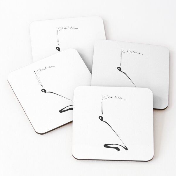 Item preview, Peace Minimalist Line Art Praying Figure Typography designed and sold by Red Onion.