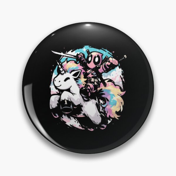 Item preview, deadpool riding colorful unicorn fan art limited edition designed and sold by JulieNicole1.