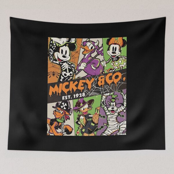 Item preview, Mickey and Co Halloween Costume Collage Est. 1928 Retro Character Design designed and sold by JimmyMald57041.