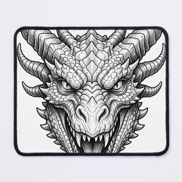Item preview, Fierce Multi-Horn Dragon Head | Asian Dragon Blackwork designed and sold by DragonSerpent Ink.