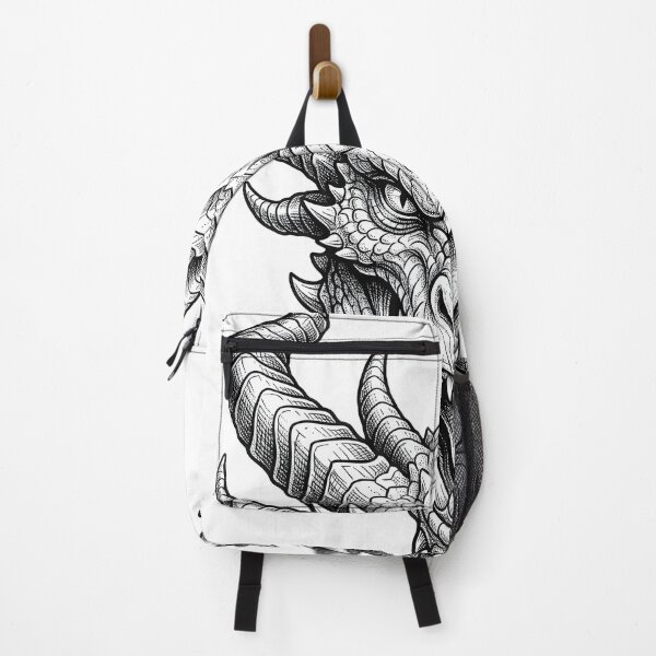 Item preview, Fierce Multi-Horn Dragon Head | Asian Dragon Blackwork designed and sold by DragonSerpent Ink.